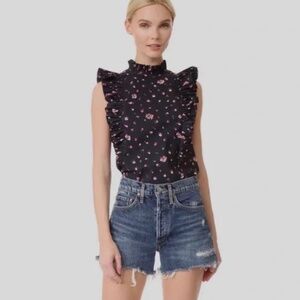 Rebecca Taylor MIA Blouse NWOT floral ruffle sleeveless tank